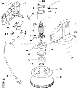 Page A Diagram and Parts List for 9555-04 Type 2 Black and Decker Sander Polisher